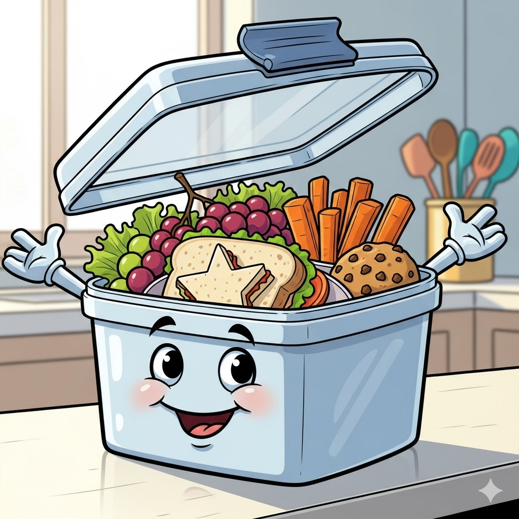 A proud tupperware box displaying its contents