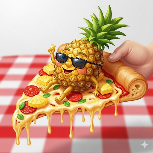 A naughty Slice of Pineapple Pizza